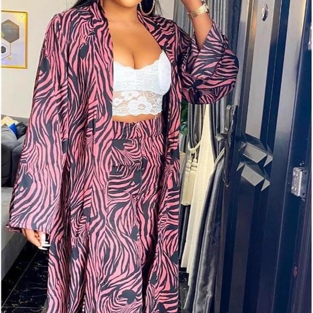 Statement Zebra Kimono with Matching Pants